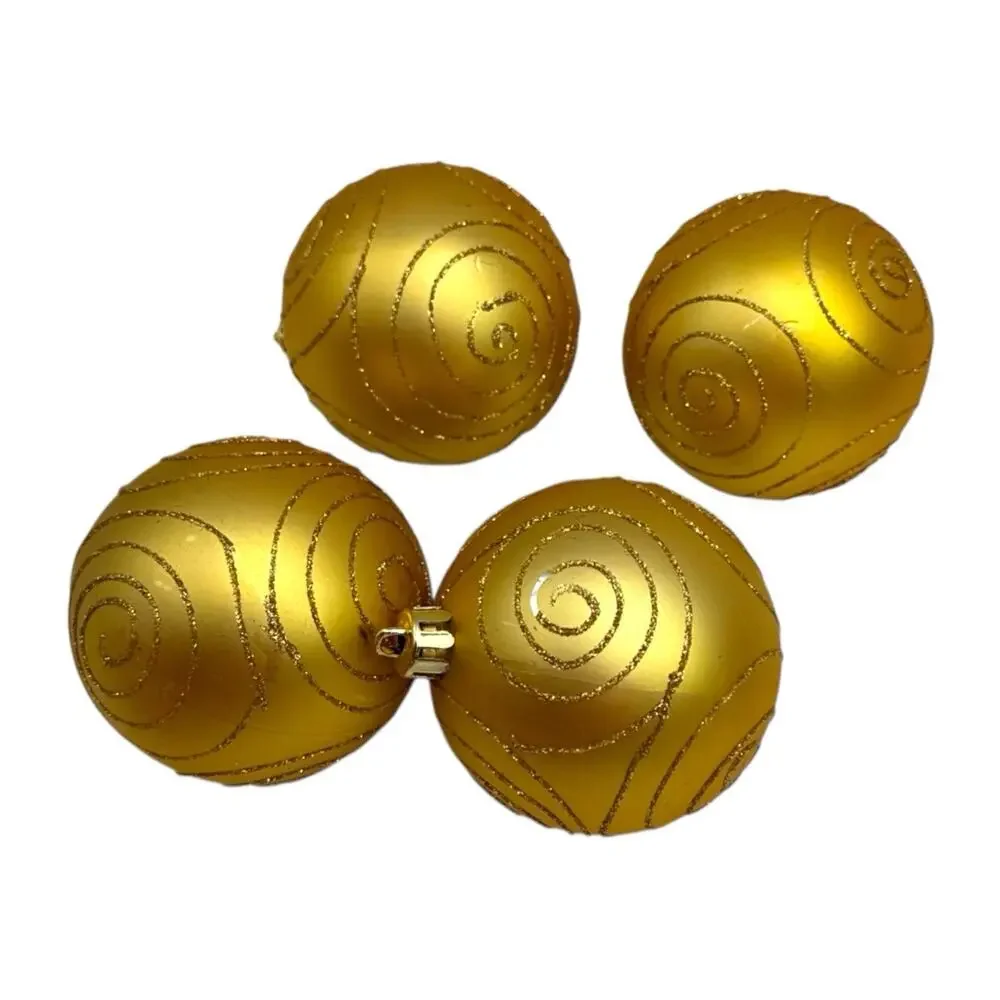 Red Gold Glitter Christmas Ornaments 9 Ct Christmas‎ Shatterproof Plastic EUC